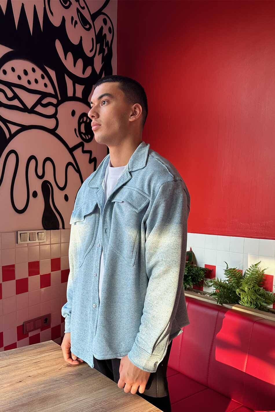 3 iplik Cepli Oversize Denim Desen Gömlek · 4