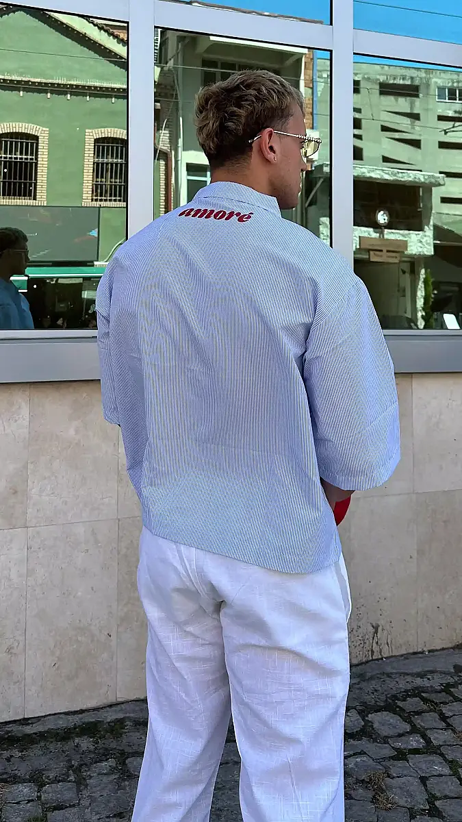 Amore Yarım Kol Boxy Fit Gömlek - 2