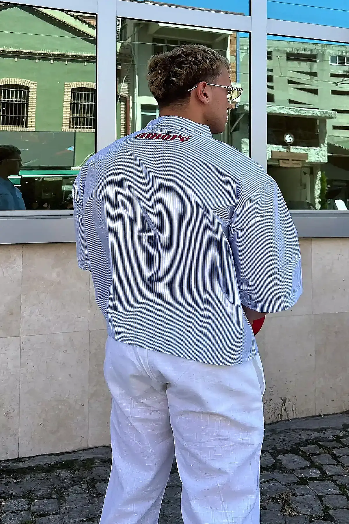 Amore Yarım Kol Boxy Fit Gömlek - 1