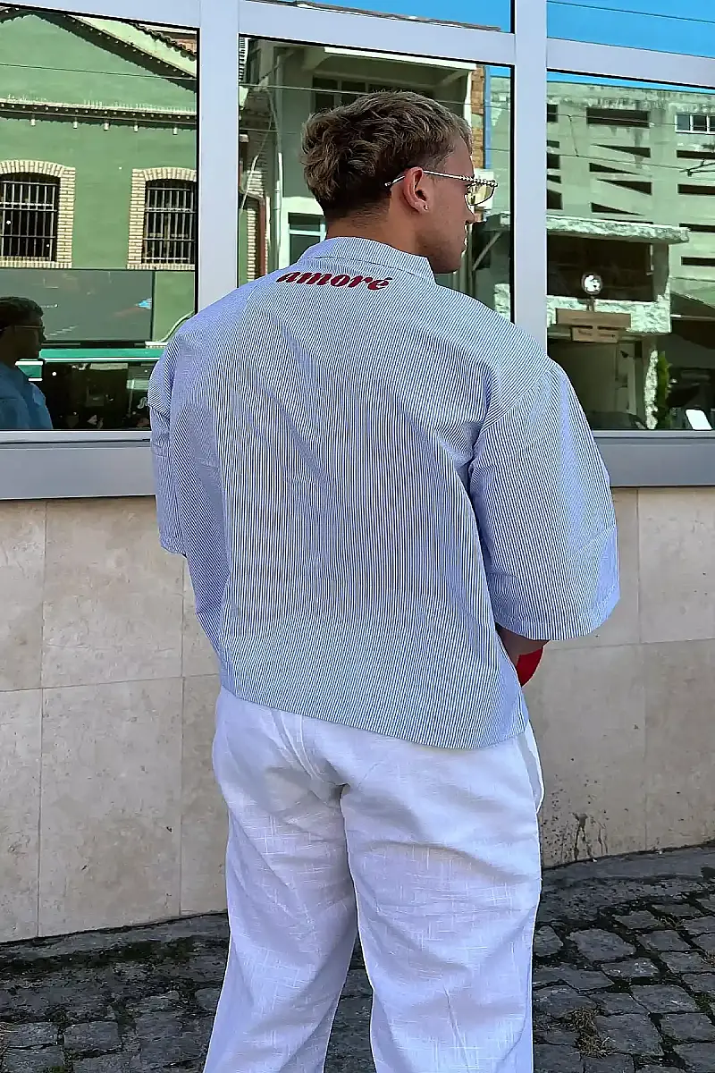 Amore Yarım Kol Boxy Fit Gömlek - 1