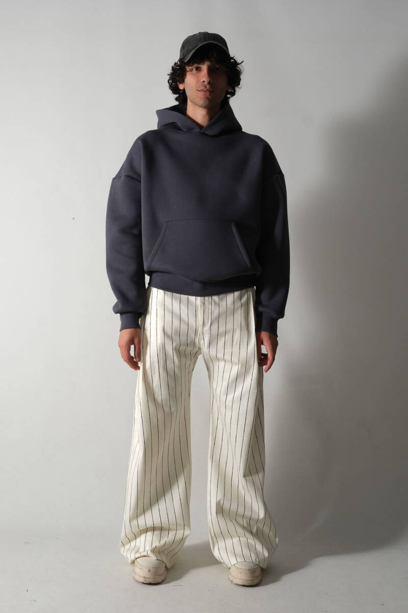 Antrasit Oversize Boxy Fit Hoodie - 3