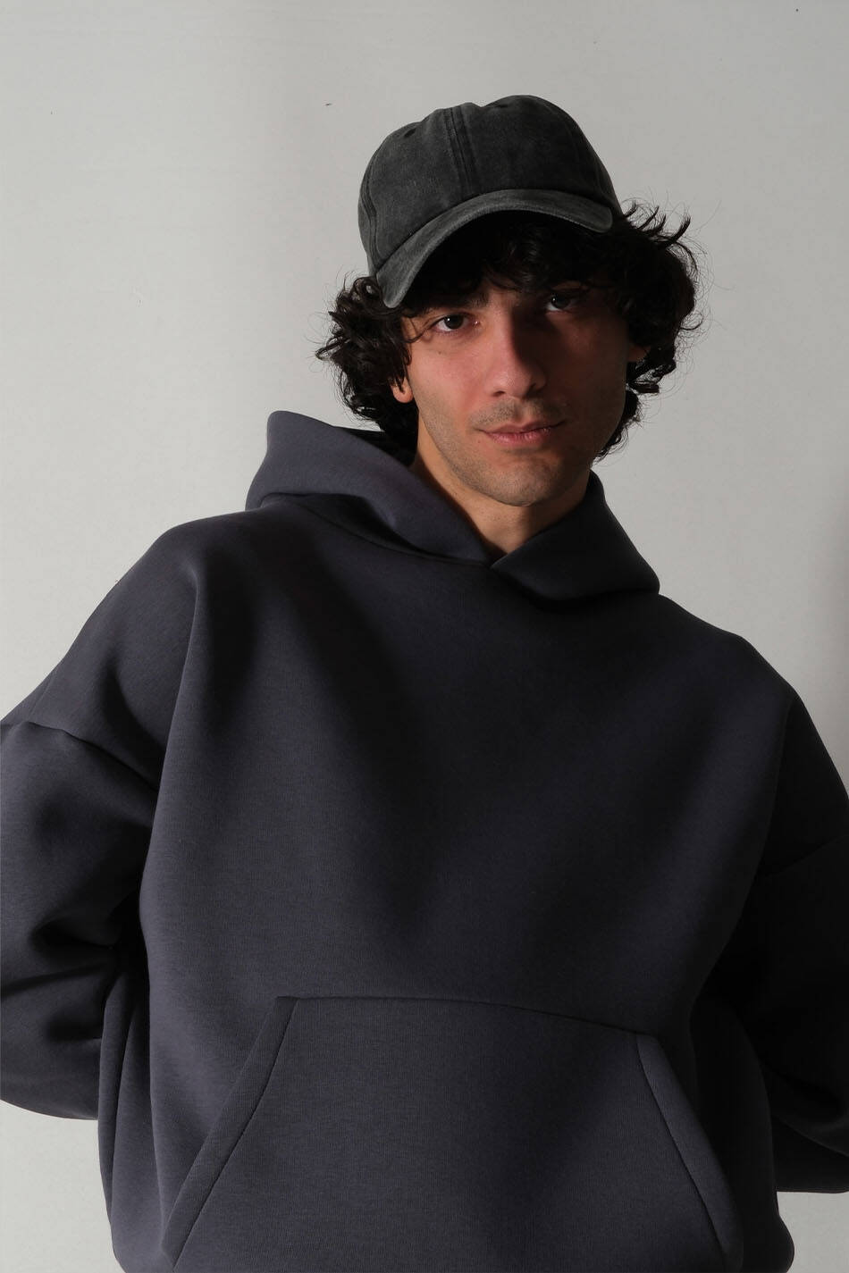 Antrasit Oversize Boxy Fit Hoodie - 2