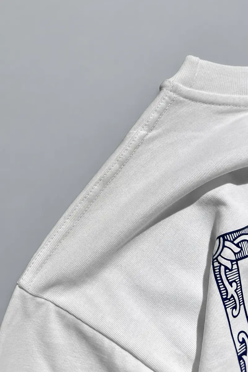 Arkası Arap Çarşaf Baskılı Kırık Beyaz Long Sleeve - 6