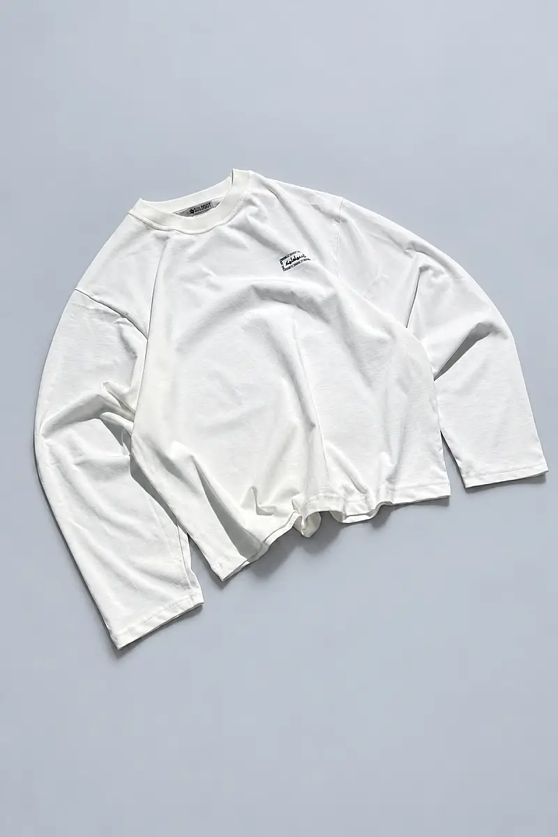 Arkası Arap Çarşaf Baskılı Kırık Beyaz Long Sleeve - 2