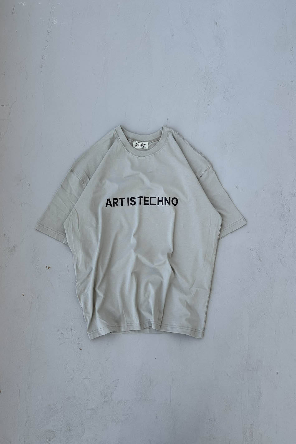 Art is Techno Baskılı Bej Oversize Tişört - 5