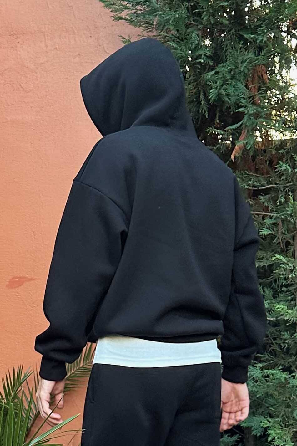Art Is Techno Siyah Oversize Boxy Fit Hoodie (1)
