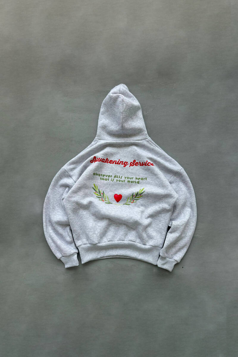 Awakening Service Gri Melanj Oversize Boxy Fit Hoodie - 1