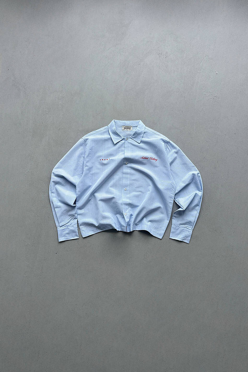 Awakenings Club İnce Mavi Çizgili Boxy Fit Crop Gömlek - 2