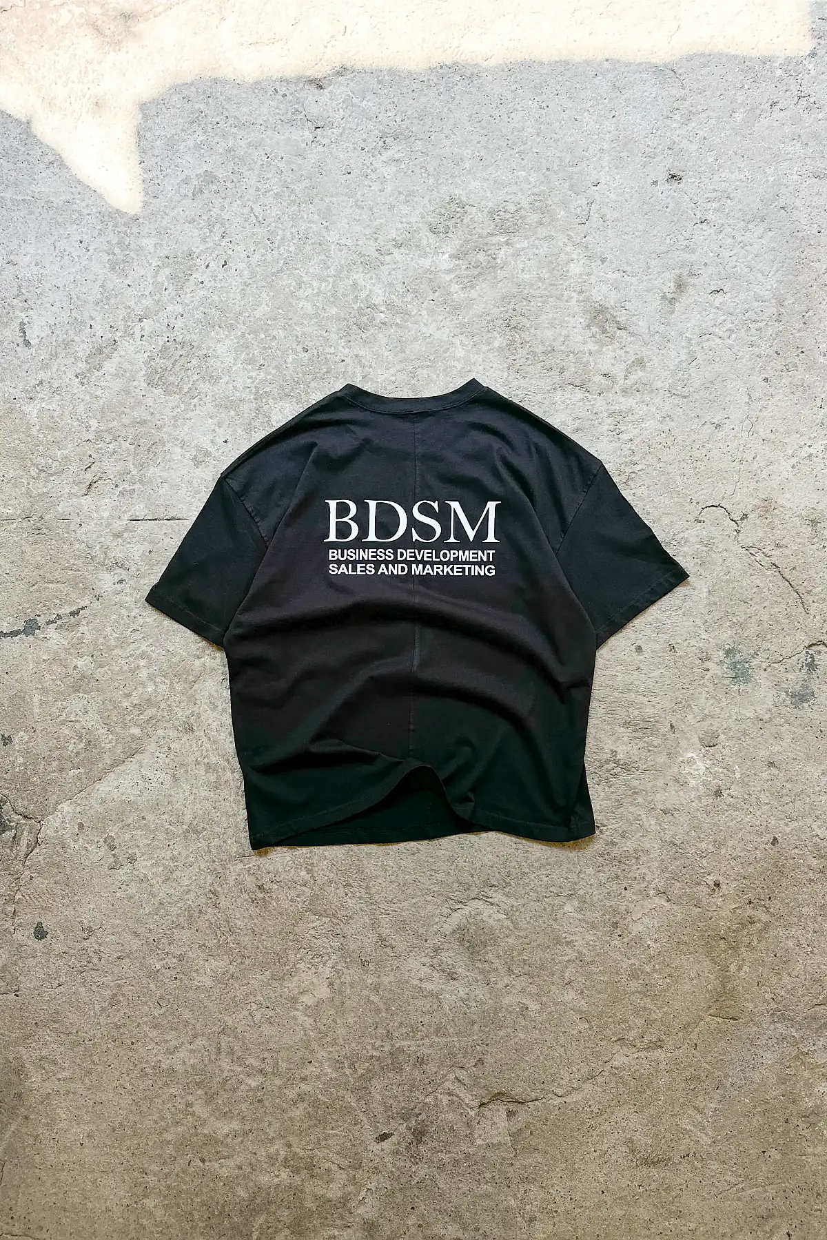 BDSM Business Ortadan Dikişli Oversize Siyah Tişört - 6
