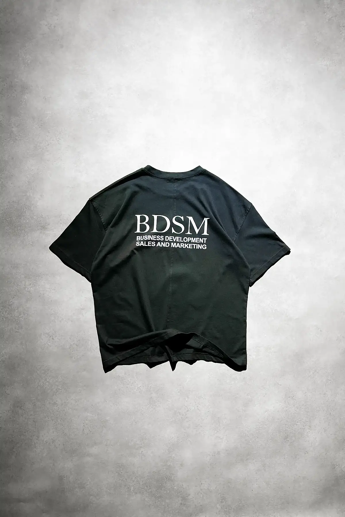 BDSM Business Ortadan Dikişli Oversize Siyah Tişört