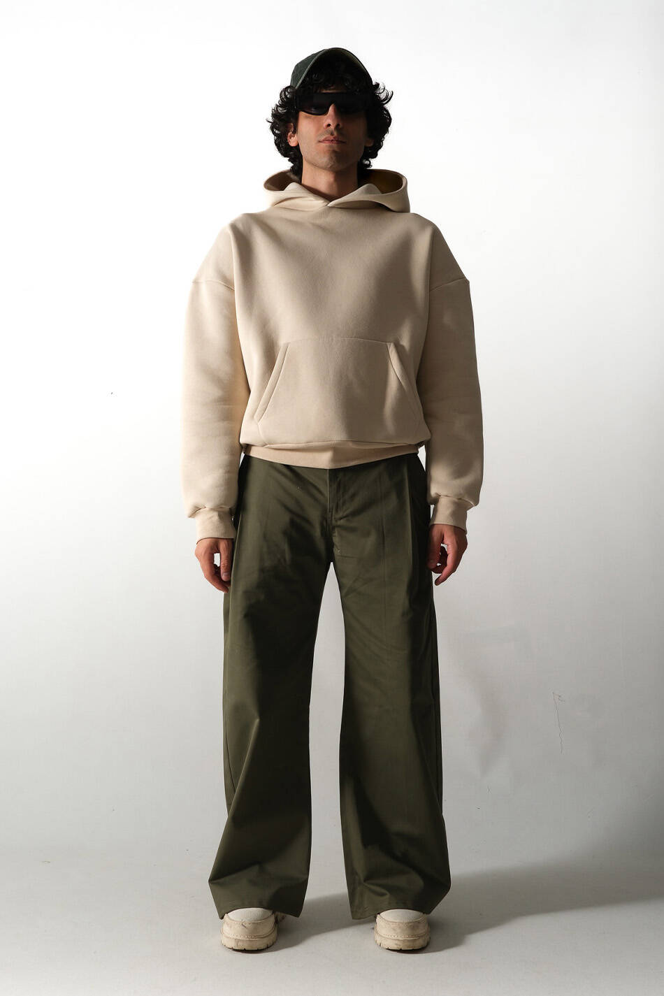 Bej Oversize Boxy Fit Hoodie - 3