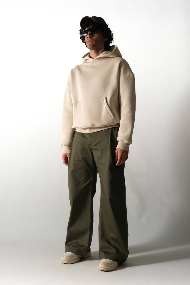 Bej Oversize Boxy Fit Hoodie - 5
