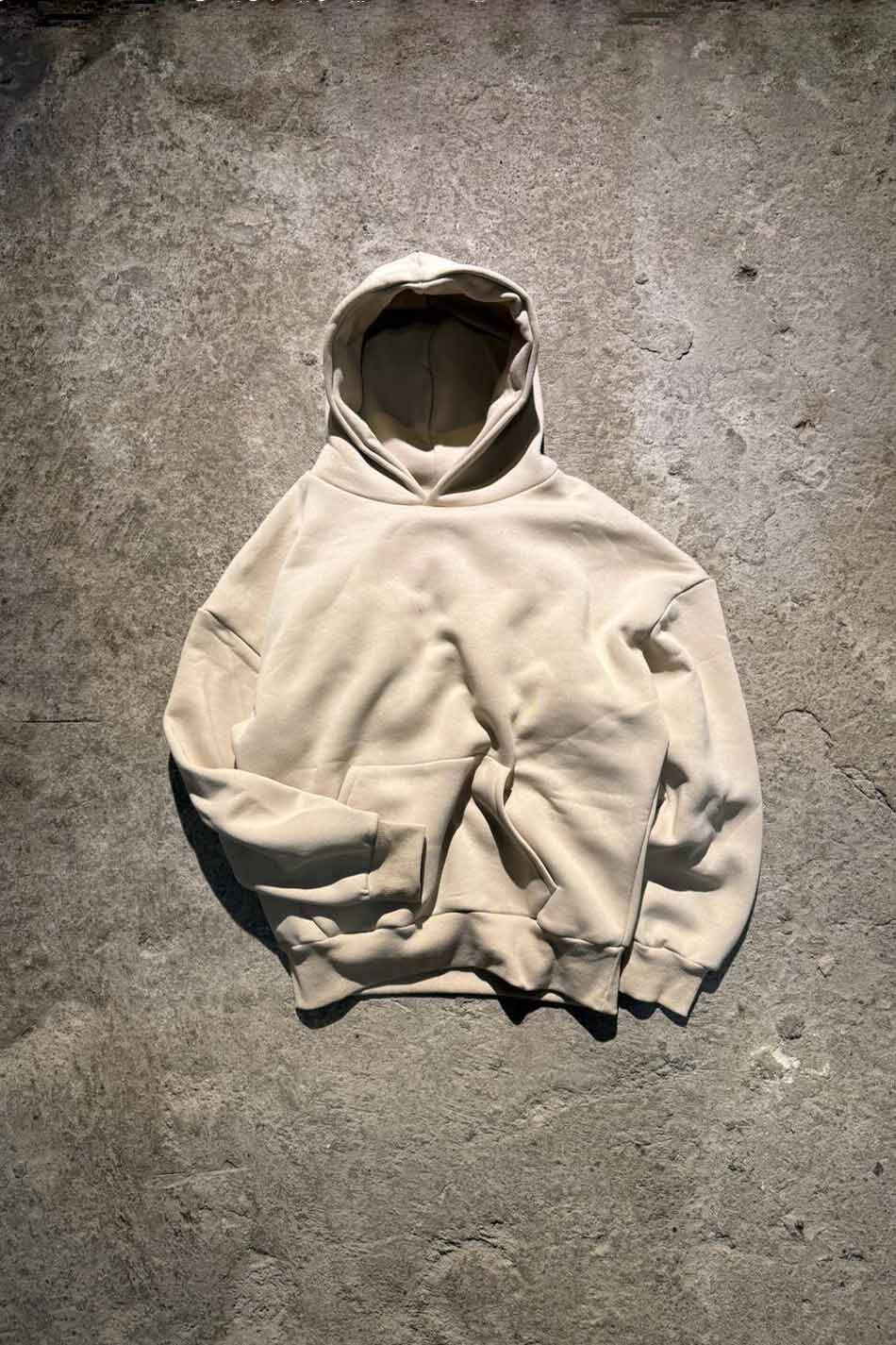 Bej Oversize Boxy Fit Hoodie - 1