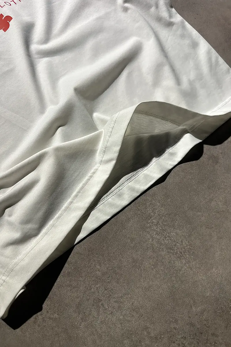 Bonjour Oversize Baskılı Beyaz Tişört - 4