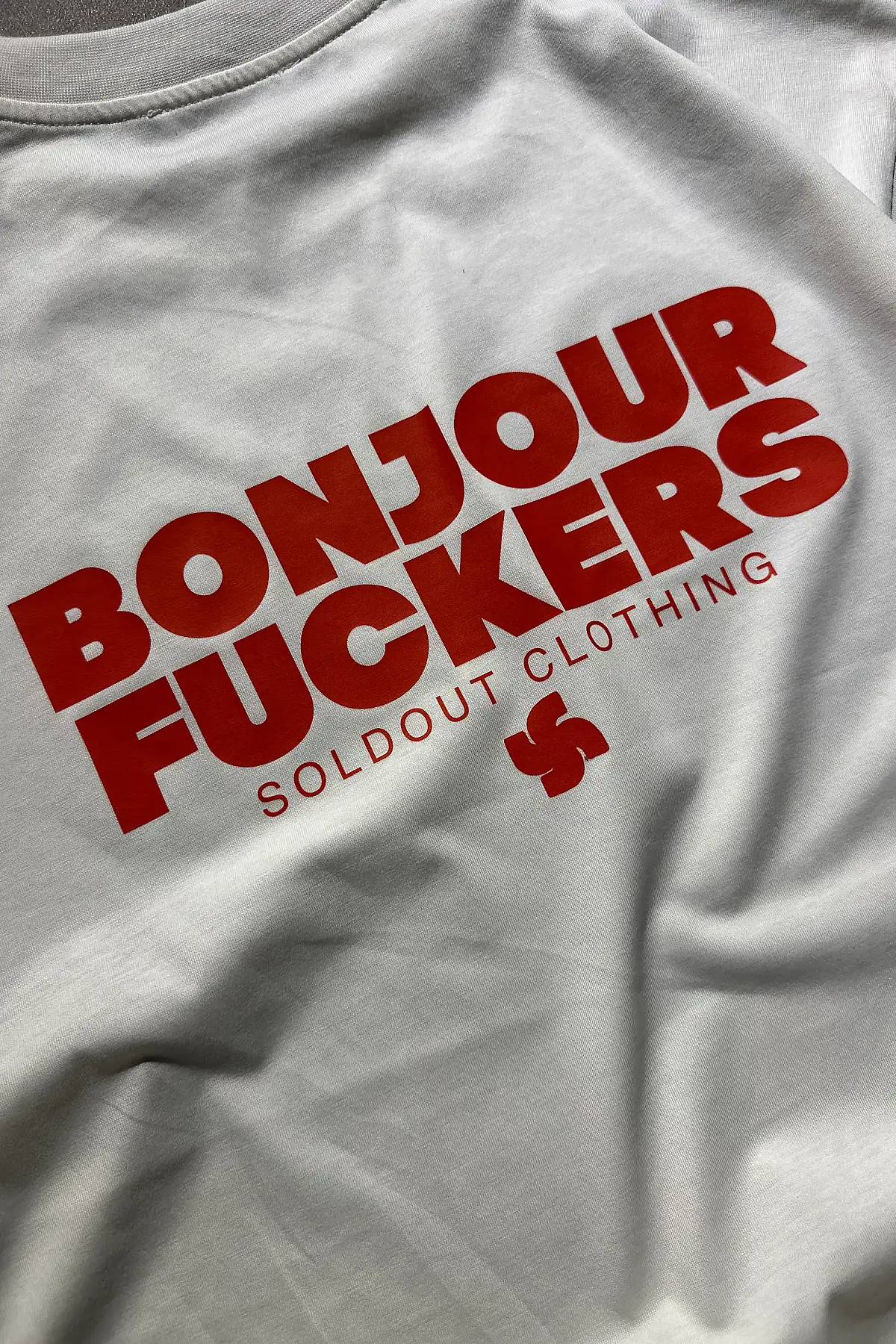 Bonjour Oversize Baskılı Beyaz Tişört - 3