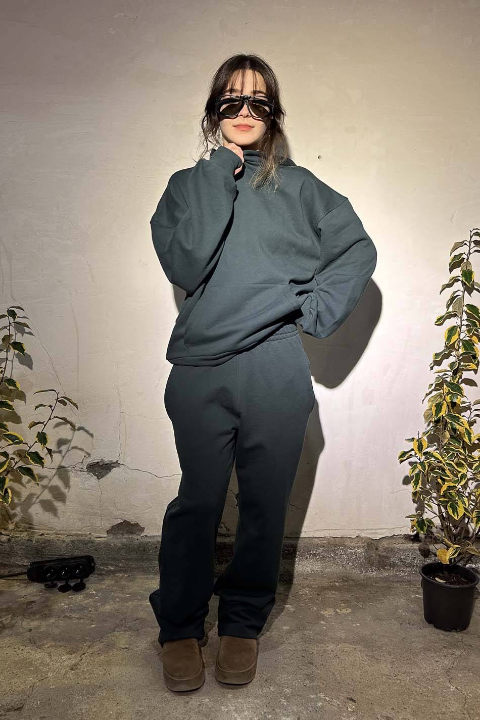 Çam Yeşili Heavyweight (450GSM) Oversize Boxy Fit Hoodie (1)