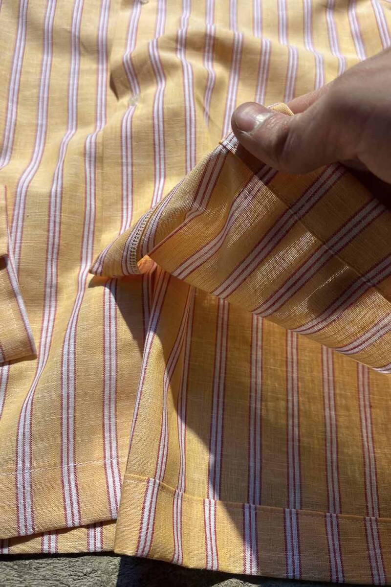 Çizgili Turuncu Oversize Gömlek - 4