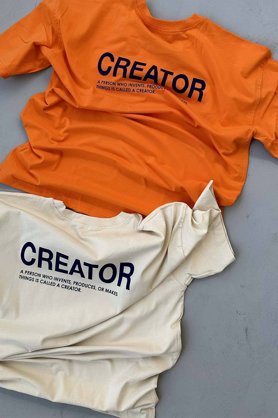Creator Baskılı Krem Oversize Tişört · 3