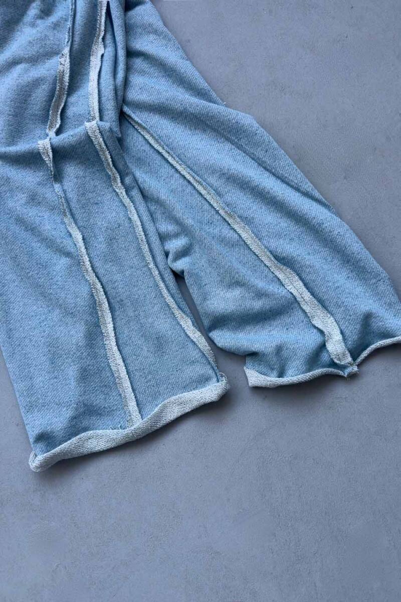 Denim Desenli Pis Dikiş Detaylı Baggy Eşofman  - 3