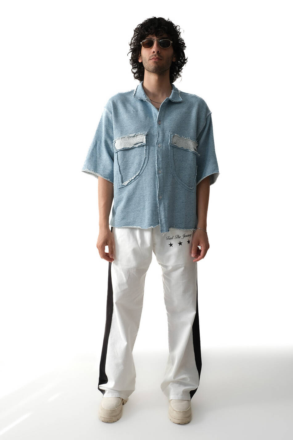 Distressed Boxy Fit Denim Desenli Gömlek - 2