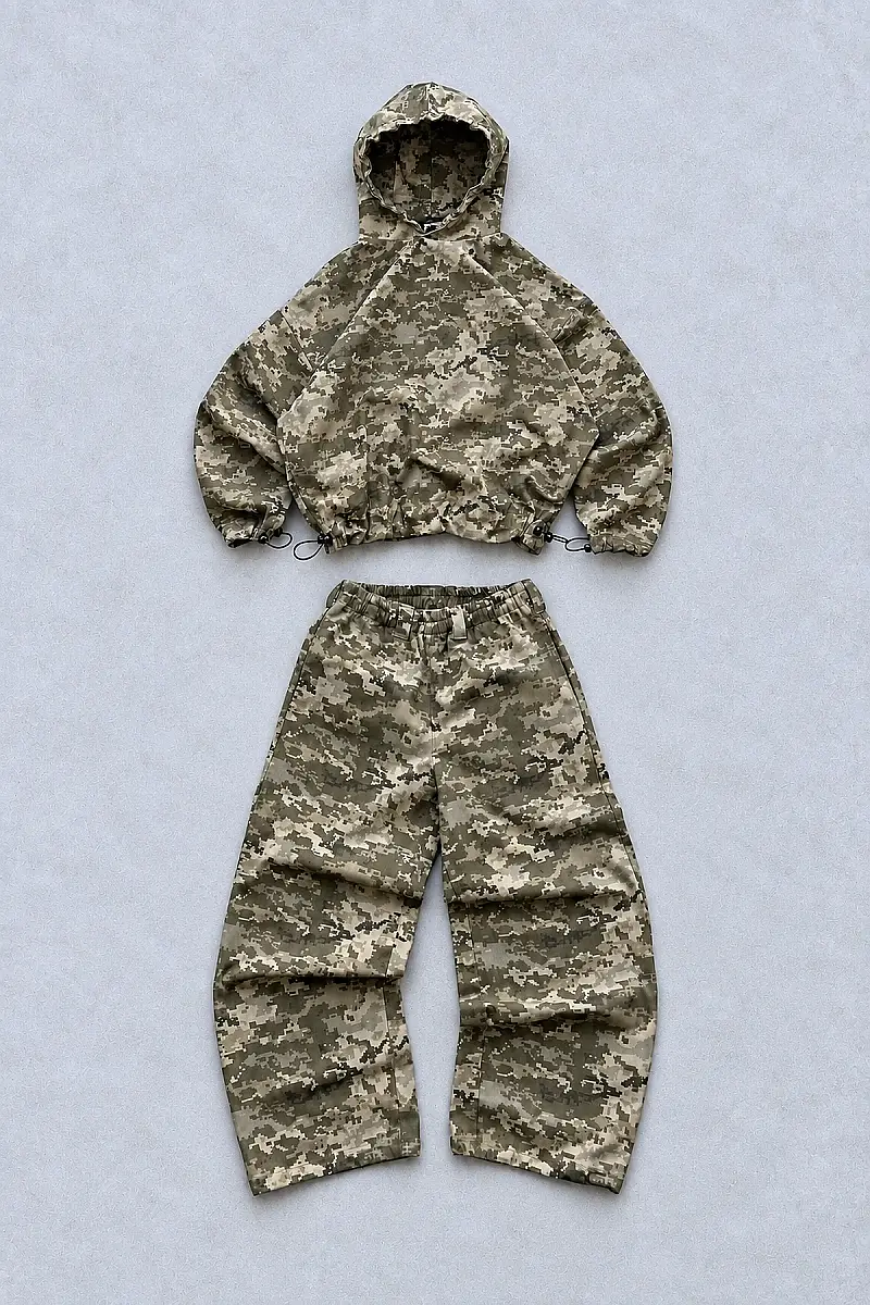 Ripstop Kamuflaj KHAFI Hoodie + DEHM Jogger