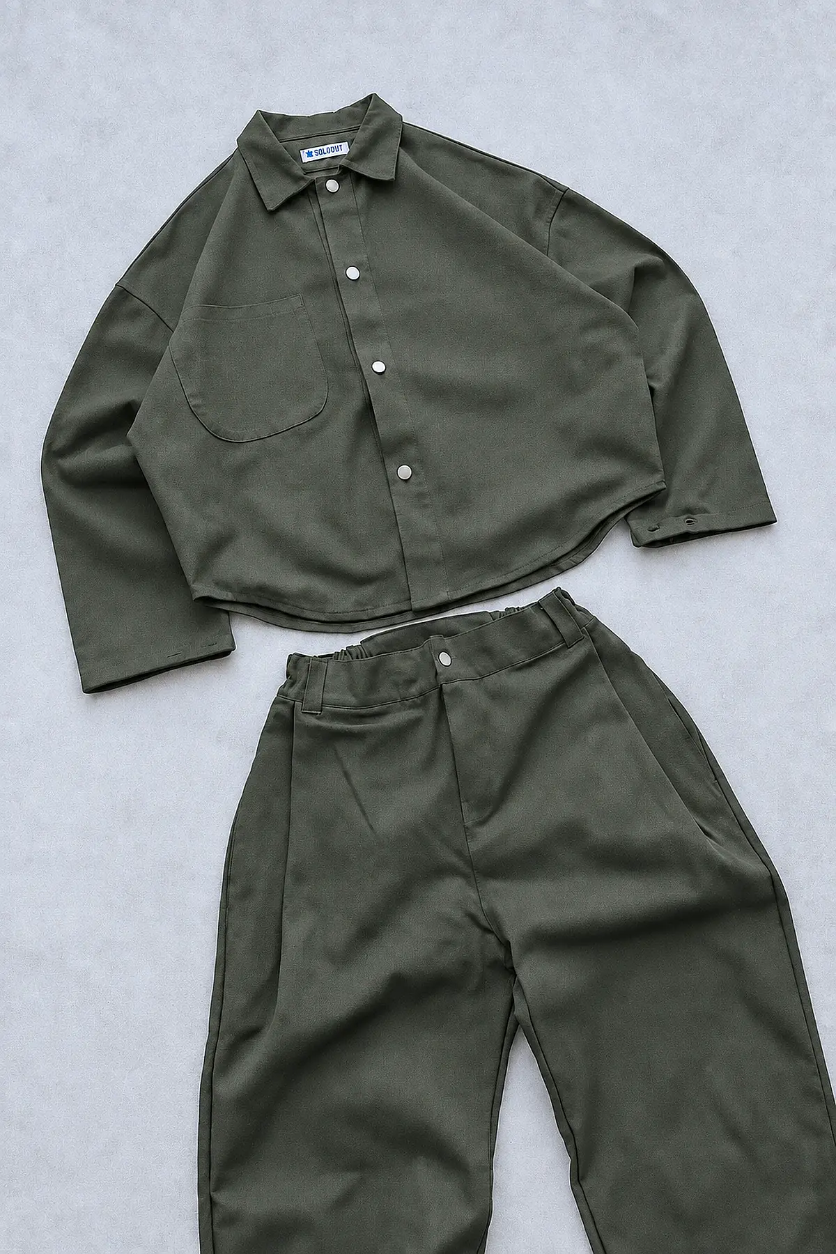 FENNA V1 Haki Gabardin Pantolon + WEJD Gabardin Haki Gömlek (1)