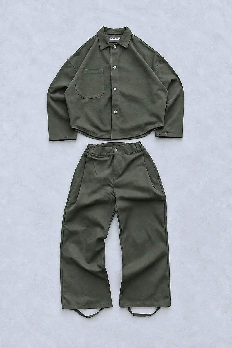 FENNA V1 Haki Gabardin Pantolon + WEJD Gabardin Haki Gömlek