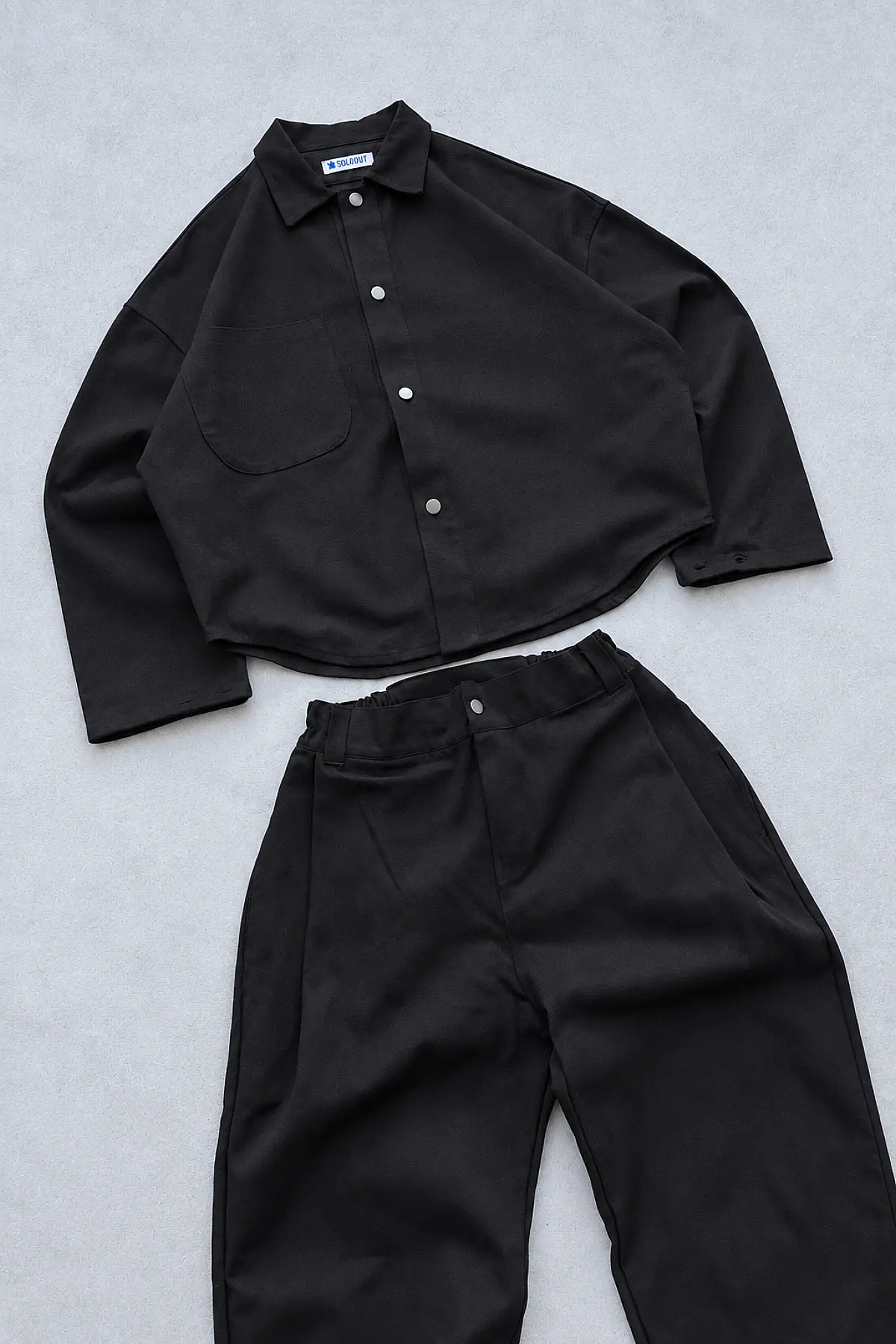 FENNA V1 Siyah Gabardin Pantolon + WEJD Gabardin Siyah Gömlek (1)