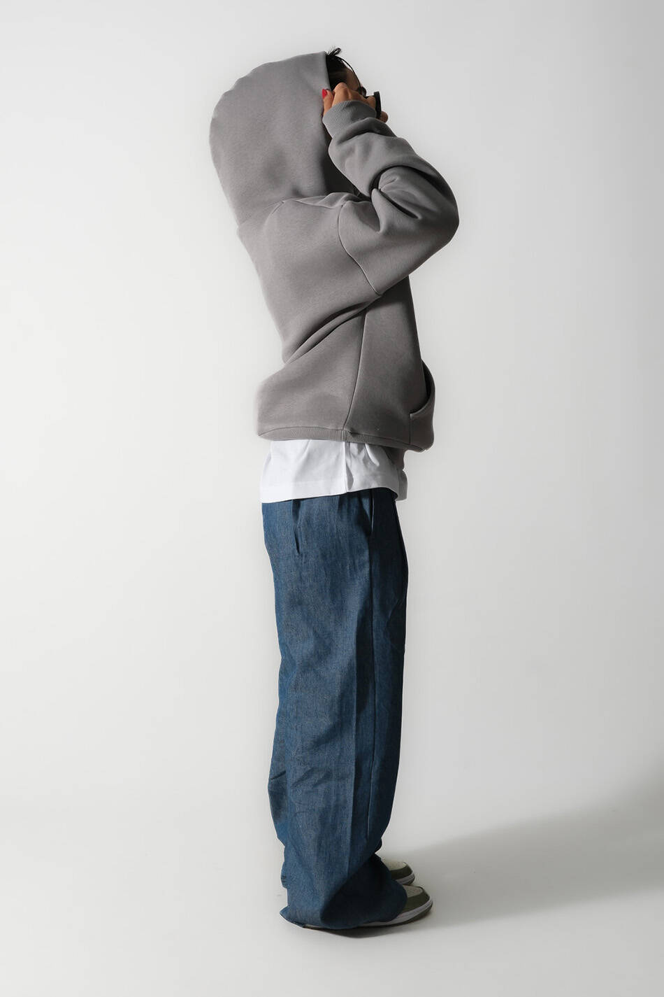 Gri Oversize Boxy Fit Hoodie - 5