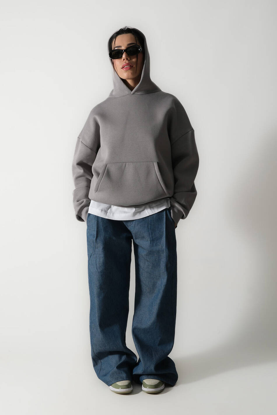 Gri Oversize Boxy Fit Hoodie (1)