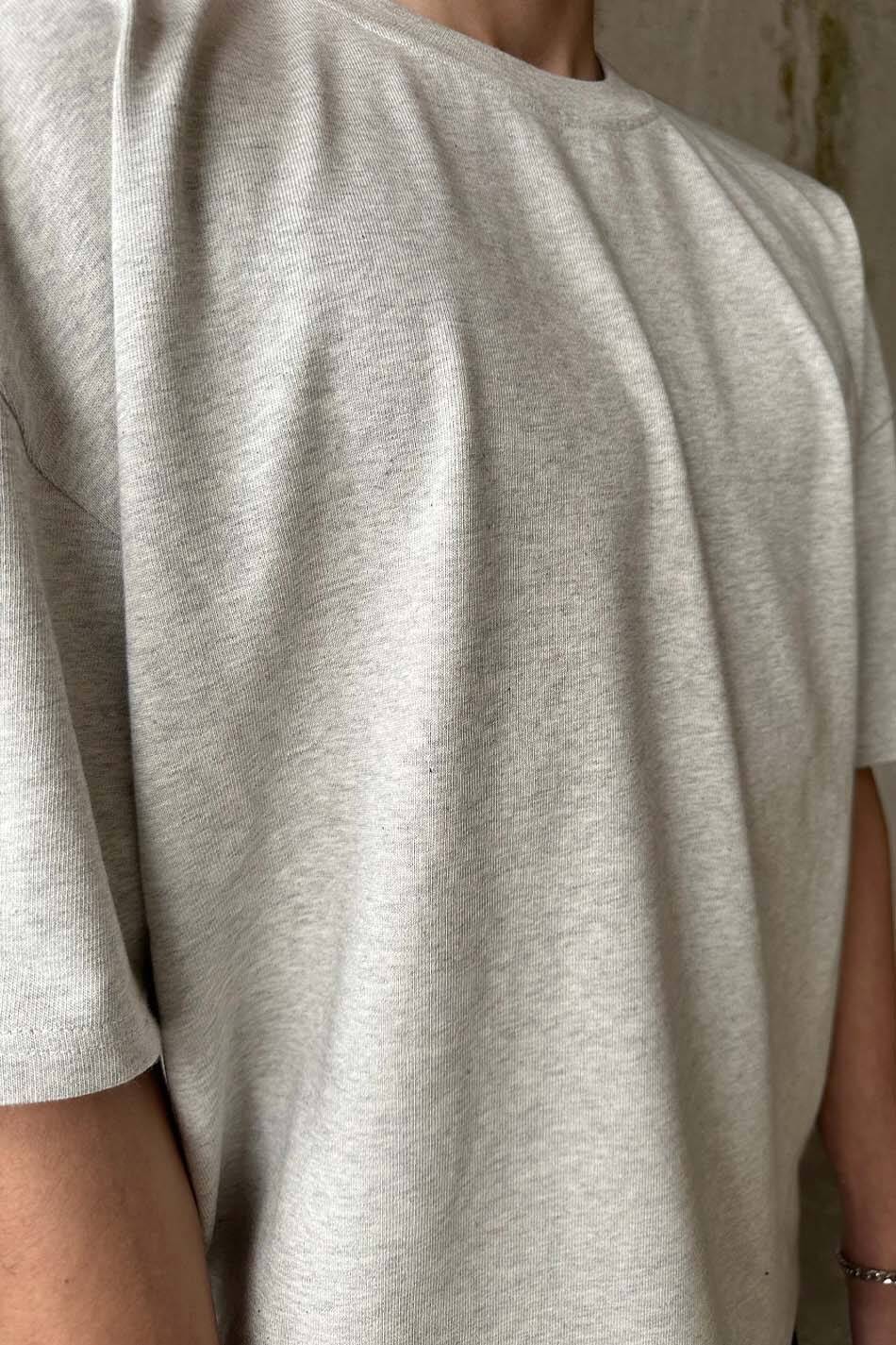 Gri Melanj Heavyweight Oversize Tişört · 3