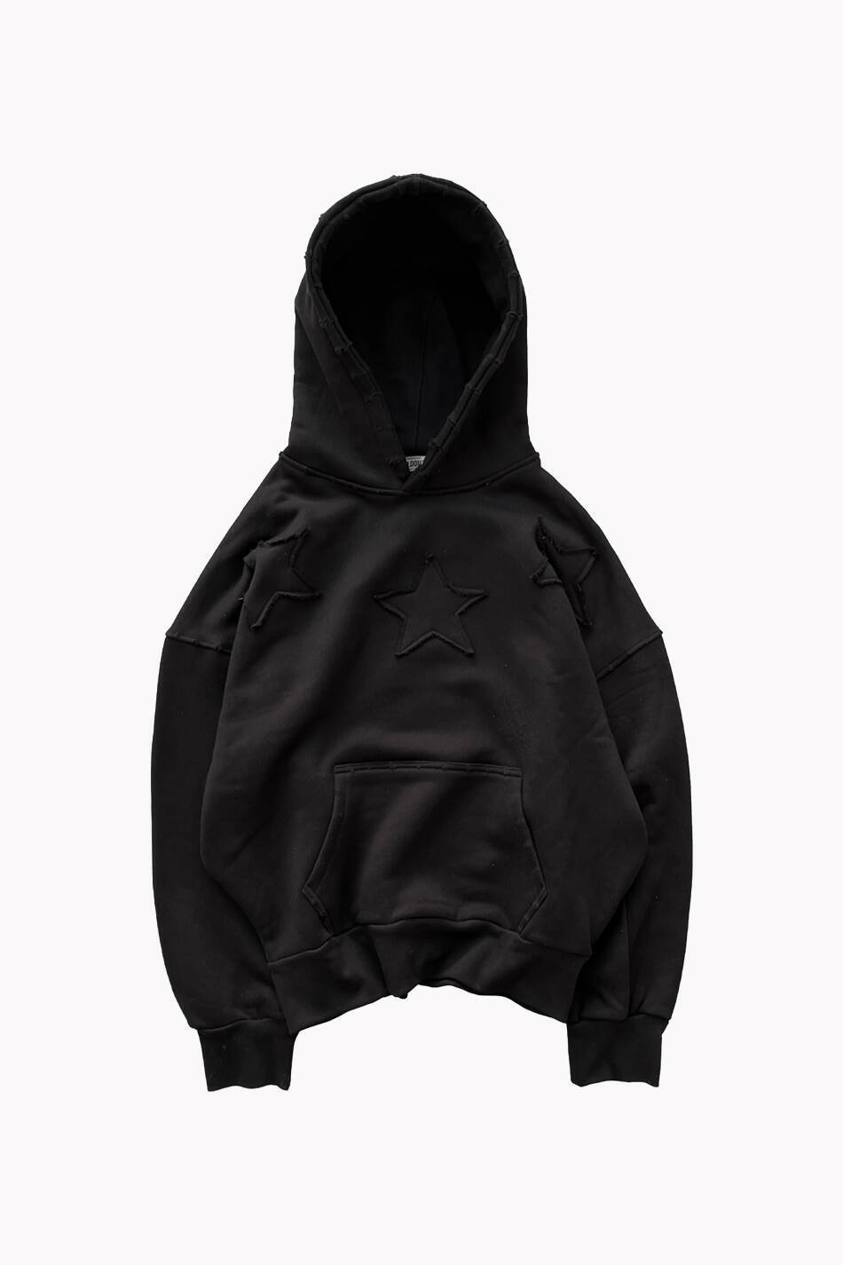 Siyah Yıldız Detaylı 550GSM (Heavyweight) Oversize Boxy Fit Hoodie - 5