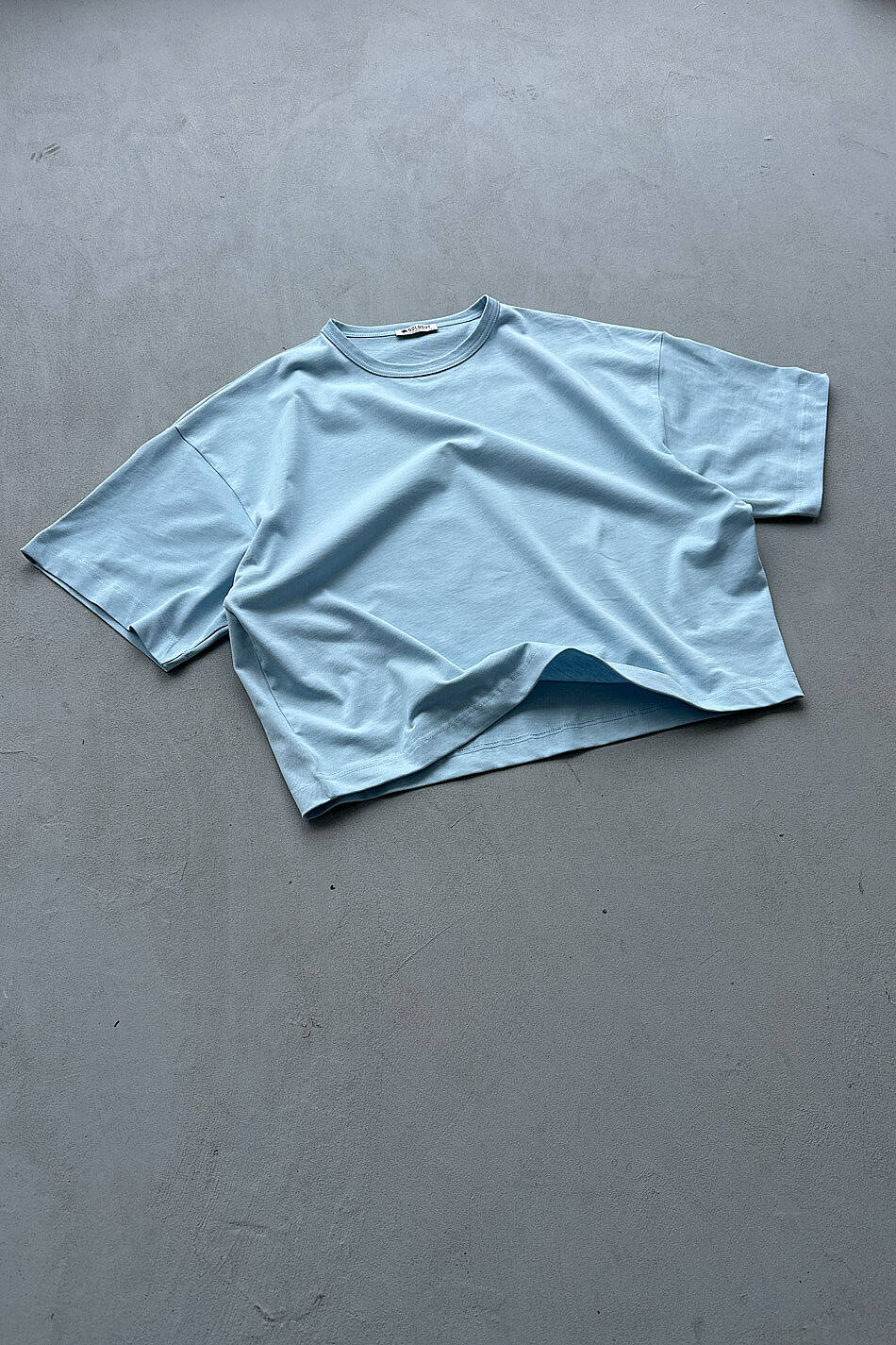 Heavyweight Boxy Fit Crop Bebek Mavisi Tişört · 3