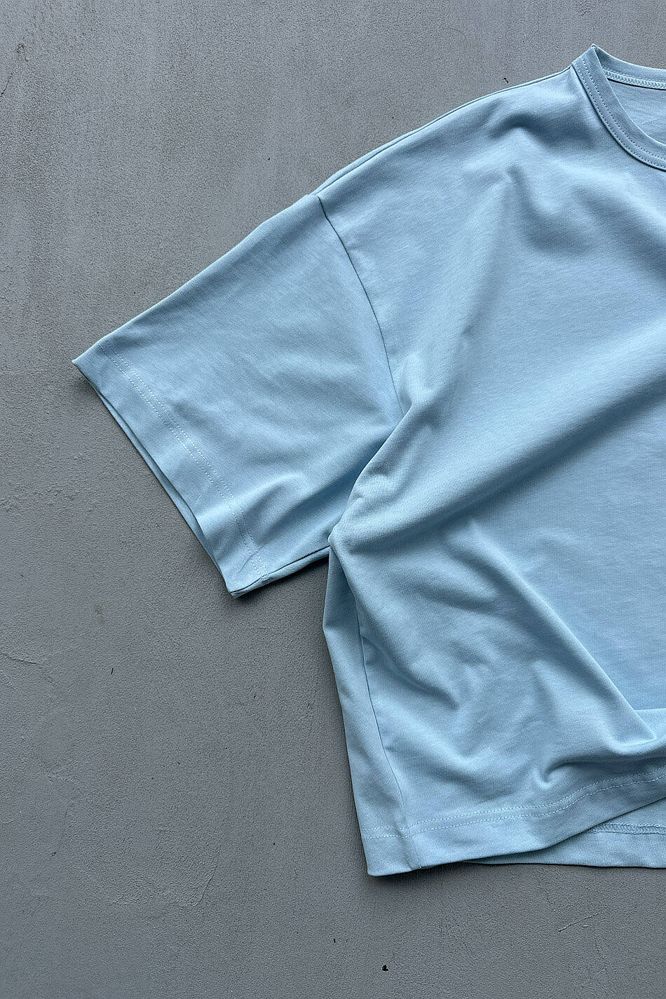 Heavyweight Boxy Fit Crop Bebek Mavisi Tişört · 4