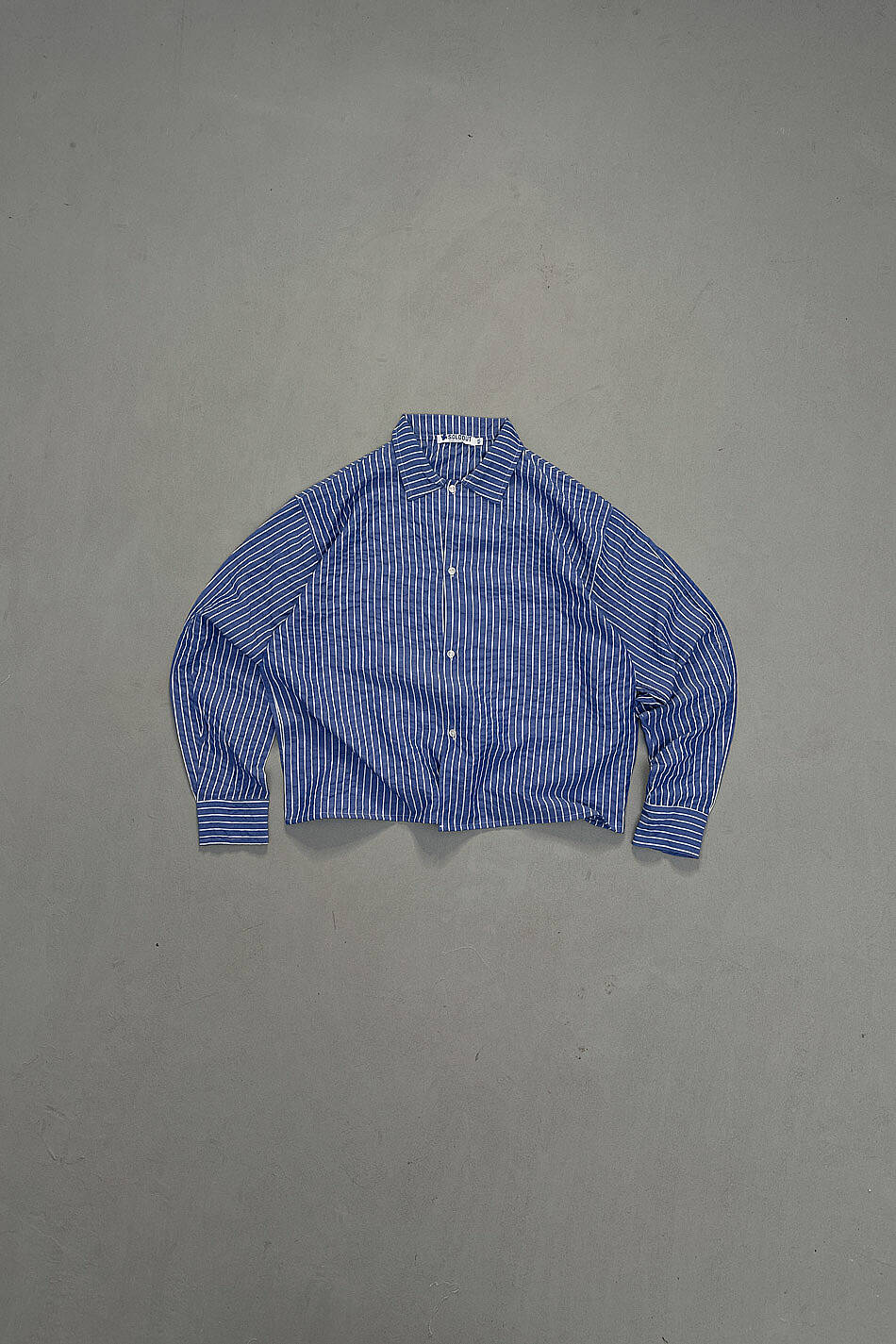 İnce Çizgili Mavi Oversize Gömlek