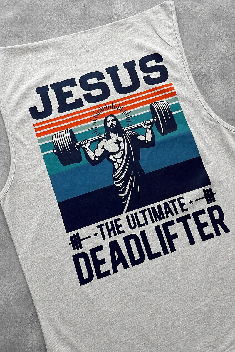 Jesus Deadlifter Kırık Beyaz Sporcu Atlet - 2