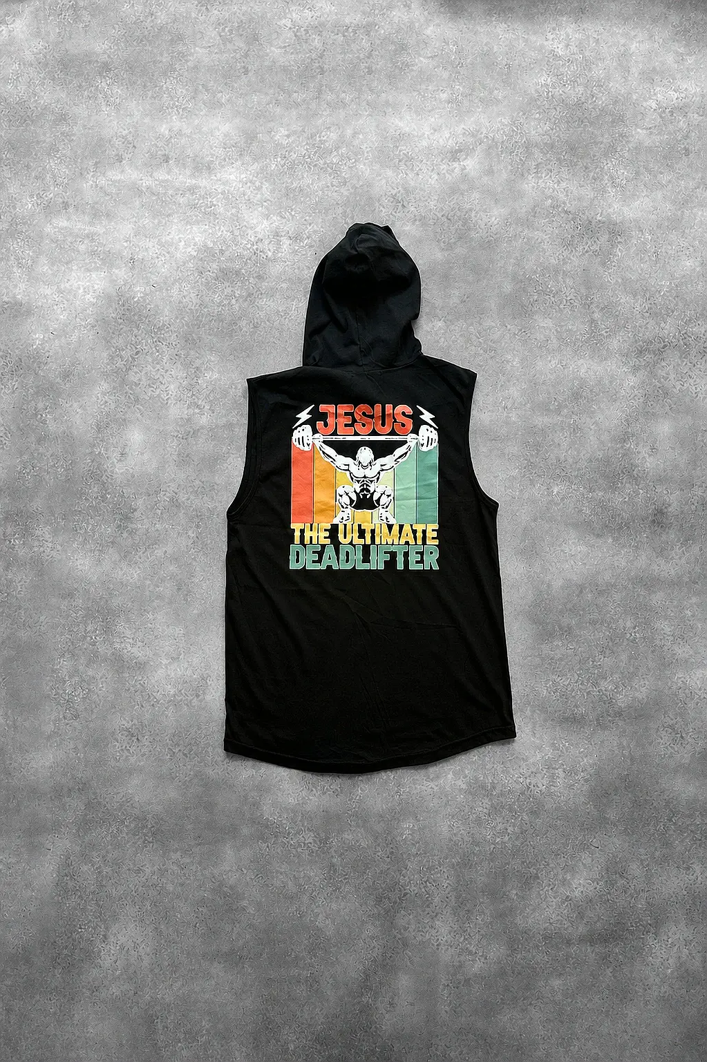 Jesus Deadlifter Siyah Kapüşonlu Sporcu Atlet