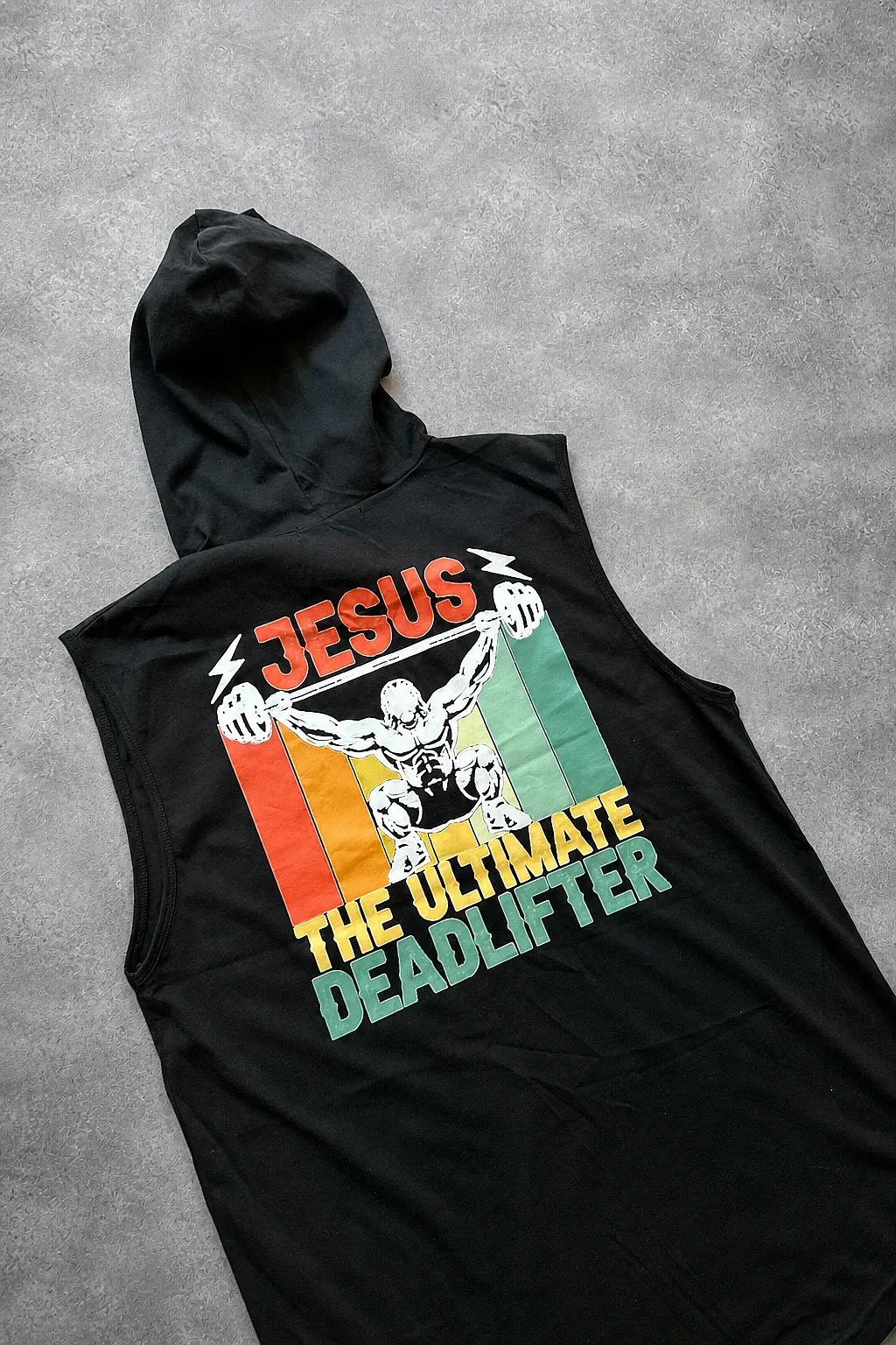 Jesus Deadlifter Siyah Kapüşonlu Sporcu Atlet · 2