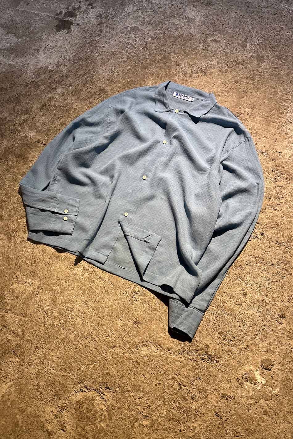 Kare Dokulu Mavi Oversize Gömlek · 5