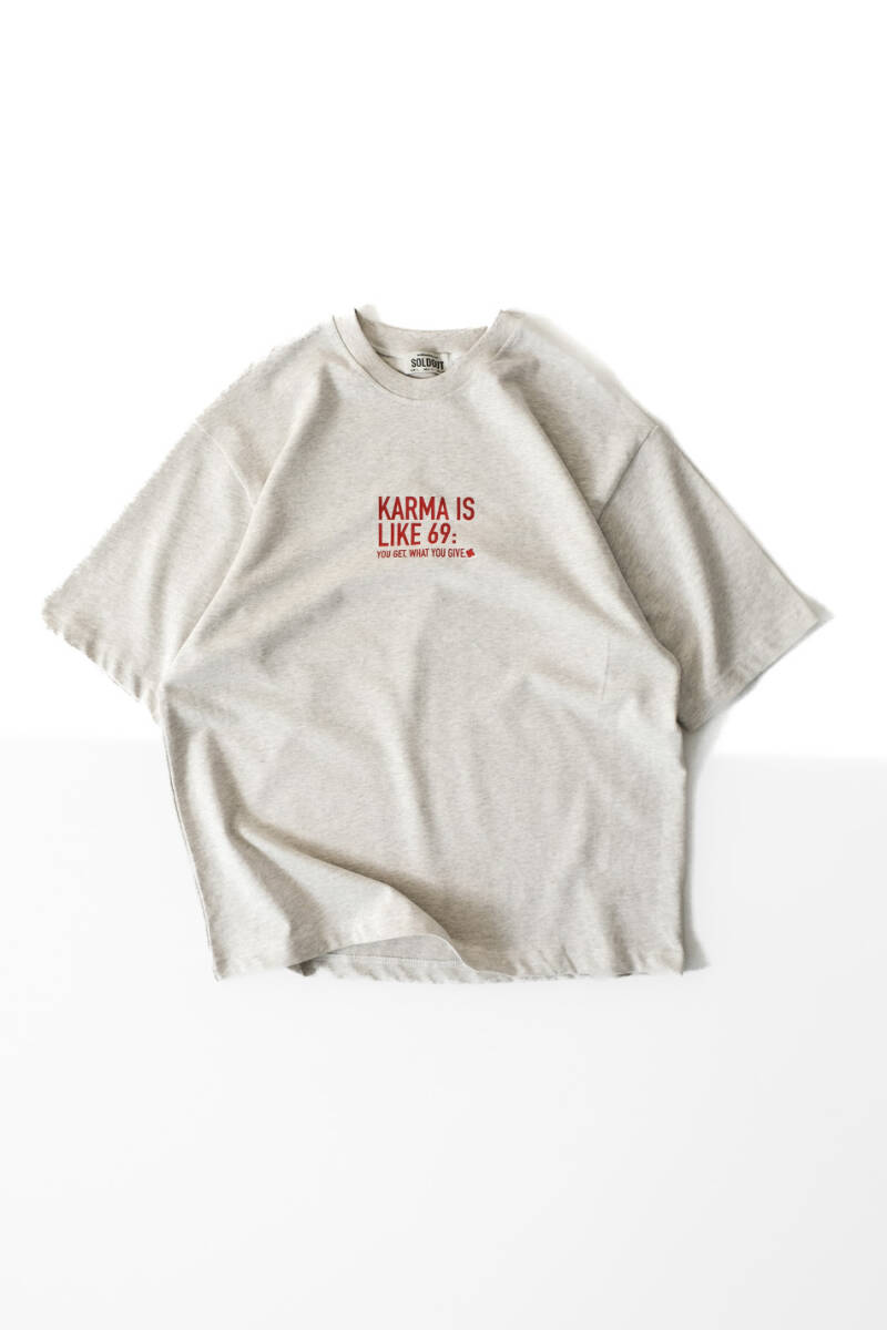 Karma is Like 69 Gri Melanj Heavyweight Oversize Tişört  - 1