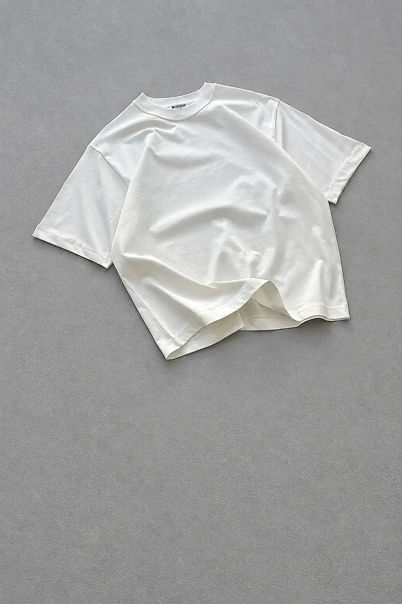 Kırık Beyaz Basic Tişört - 3