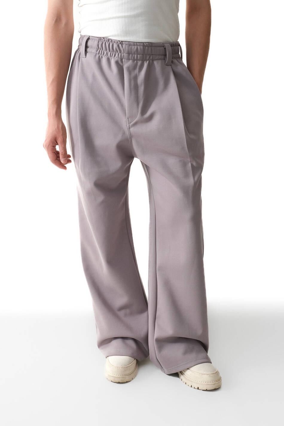 Kül Grisi Pileli Essential Double Face Pantolon  (1)