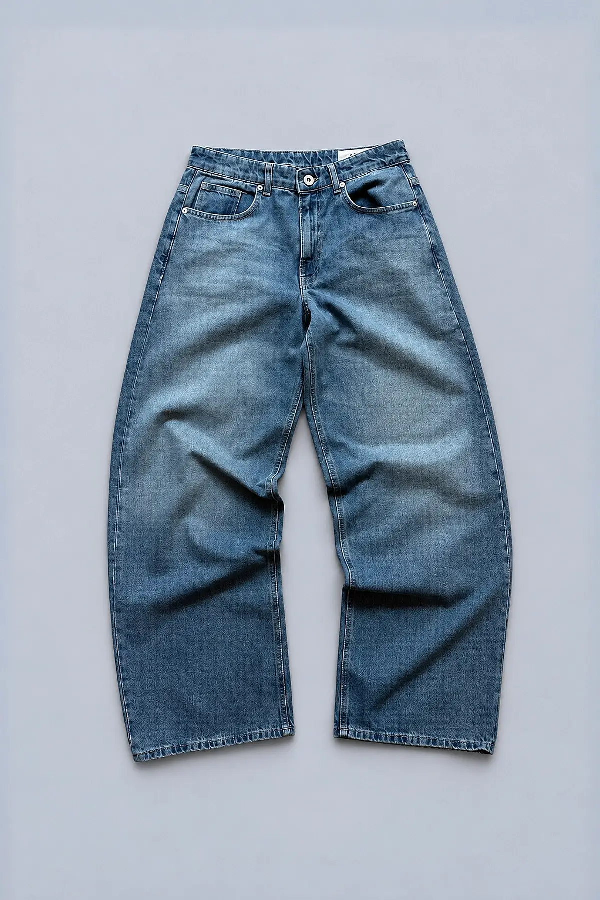 Extra Baggy Fit Jean Yıkamalı Mavi