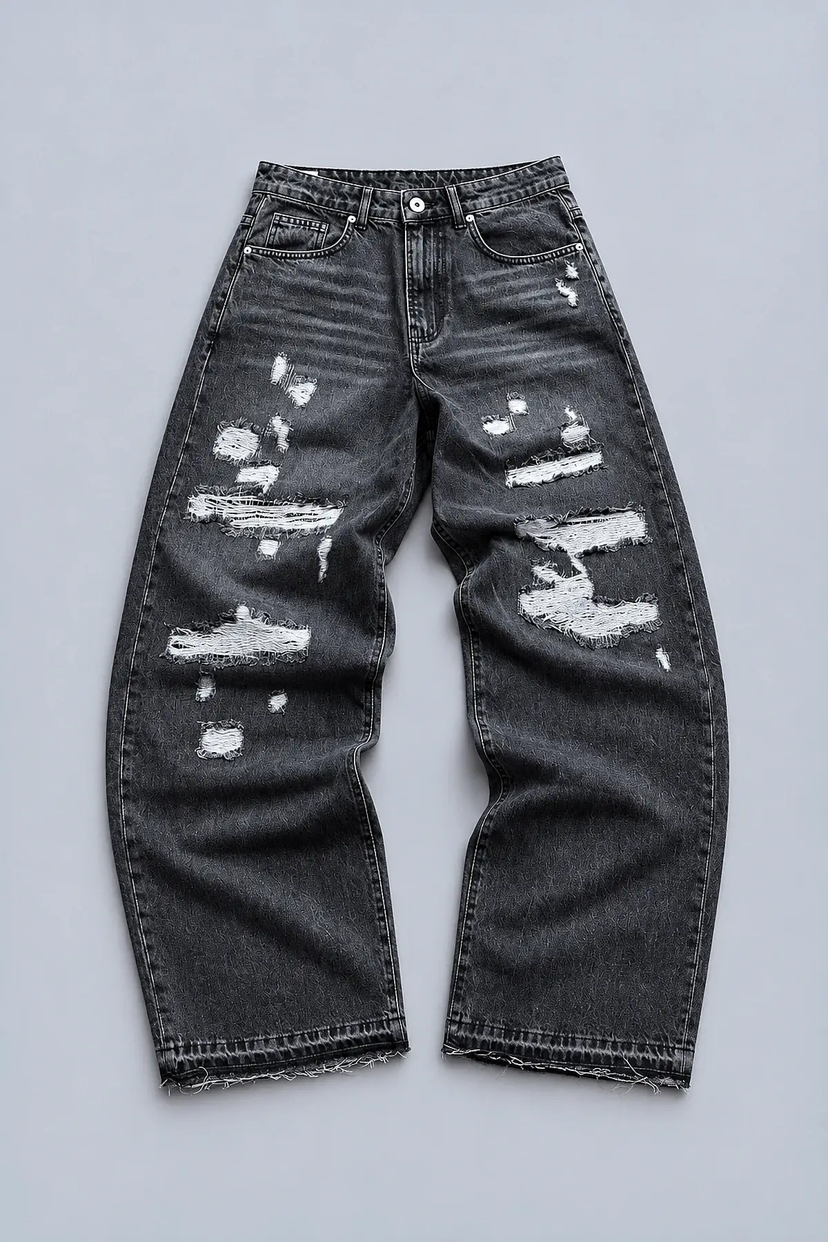 Extra Baggy Fit Jean Yırtık Detaylı