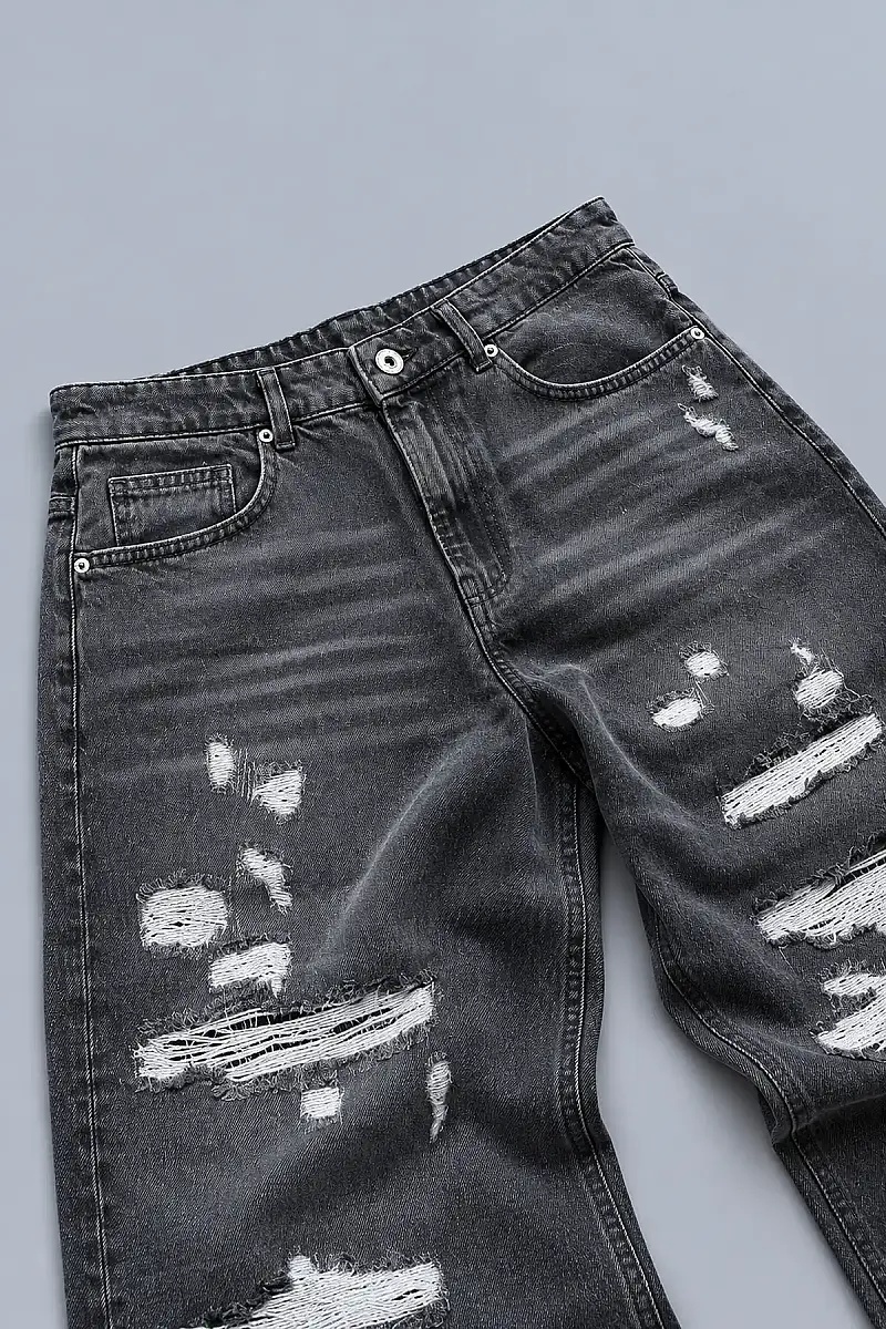 Extra Baggy Fit Jean Yırtık Detaylı - 3