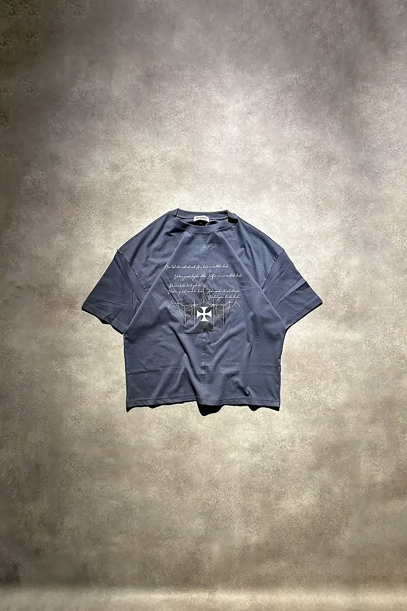 Midnight Verse Ortadan Dikişli Oversize Antrasit Tişört