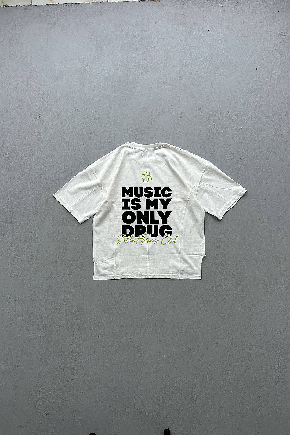 Music is Only My Drug Heavyweight Oversize Beyaz Tişört