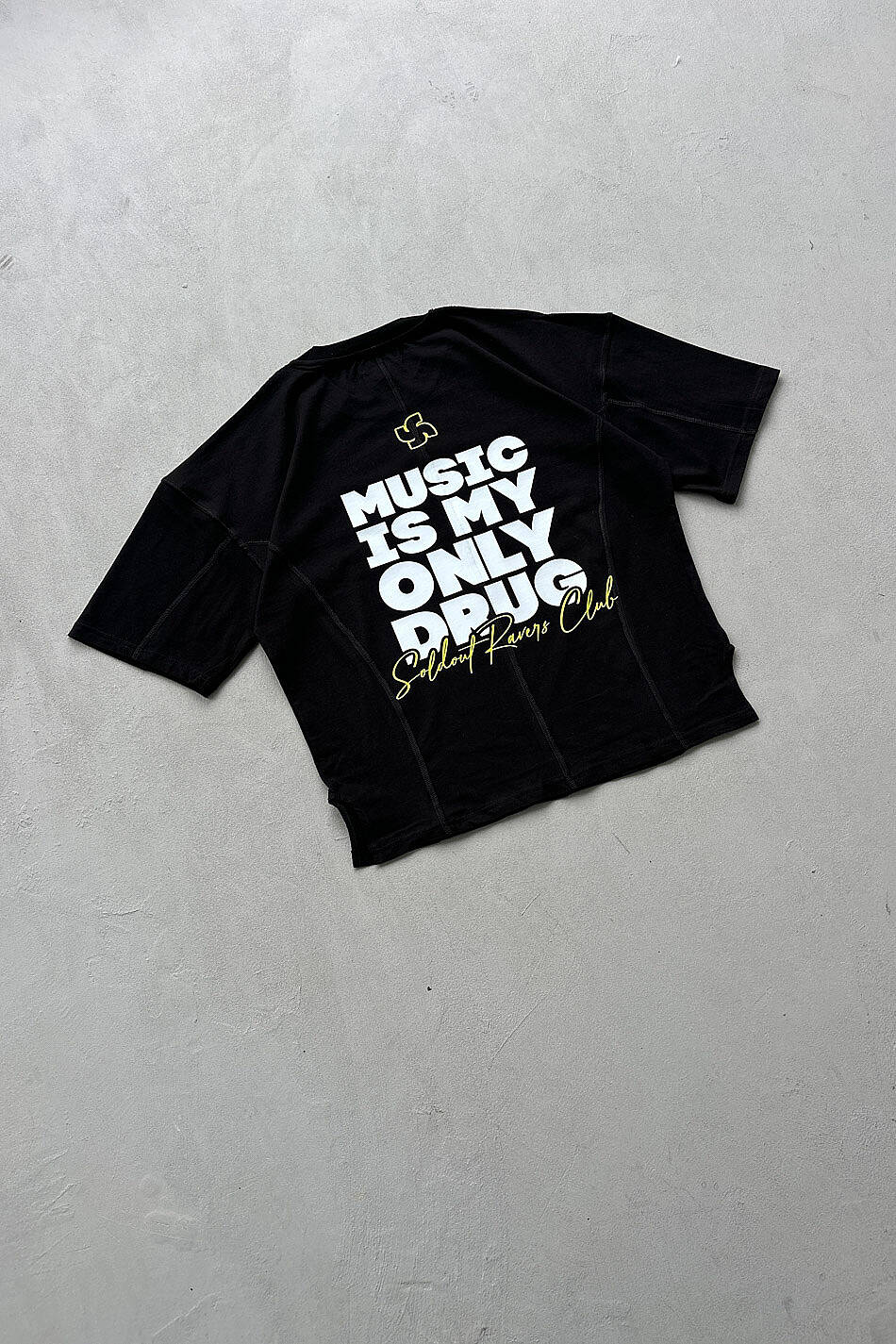 Music is Only My Drug Heavyweight Oversize Siyah Tişört - 3