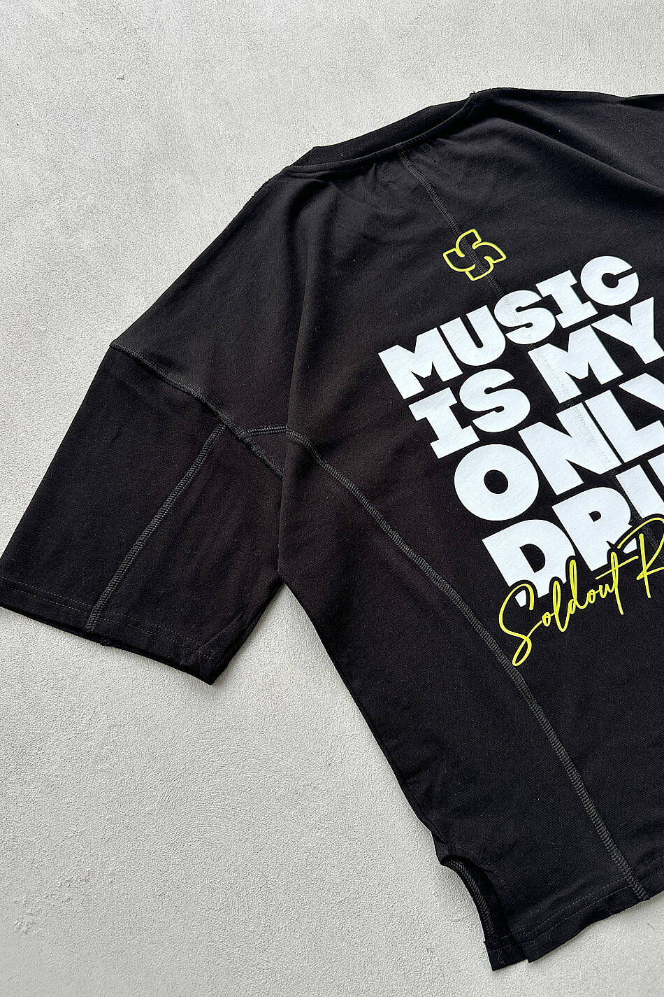 Music is Only My Drug Heavyweight Oversize Siyah Tişört - 4