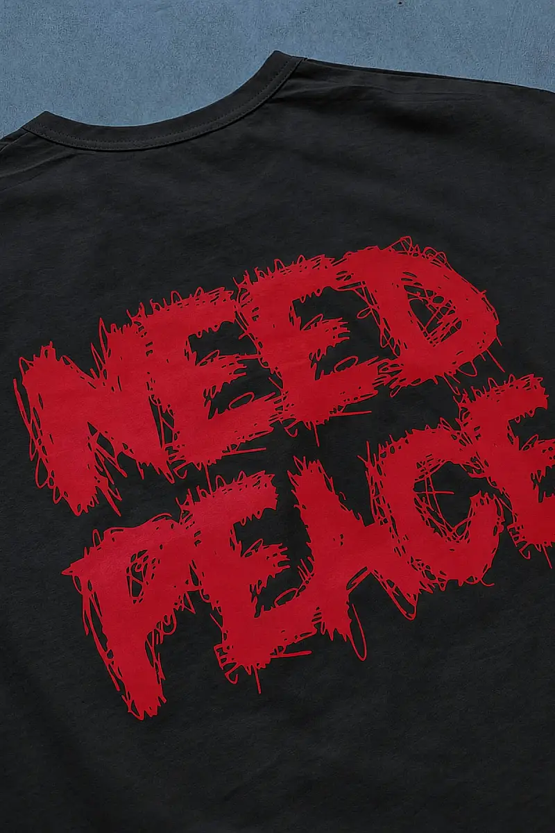 Need Peace Kolsuz Siyah Tişört - 2